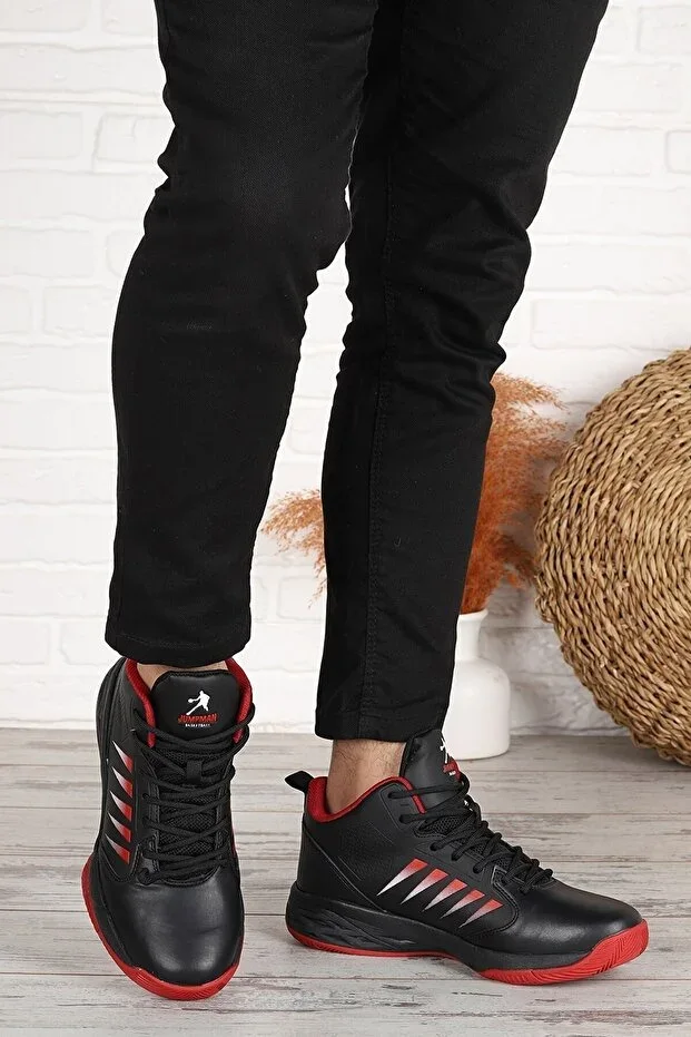 (Sizes 36-40) 27800 Black - Red Orthopedic Unisex Basketball Shoes