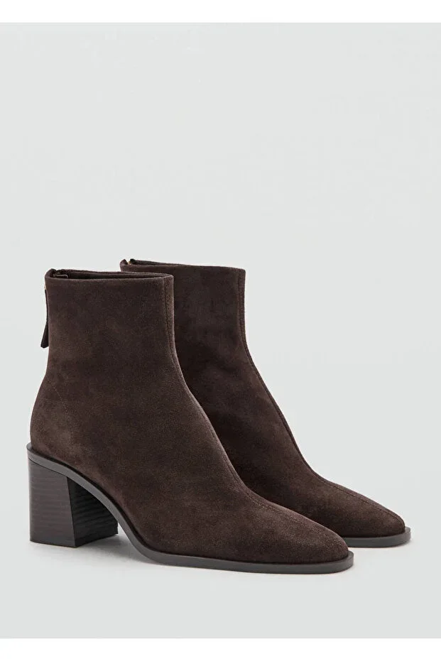 Block heel suede ankle boots