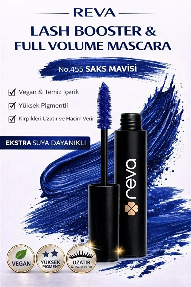REVA Lash Booster&Full Volume Color Mascara Sax Blue-Full Volume & Lengthening Colored Mascara Sax Blue 455