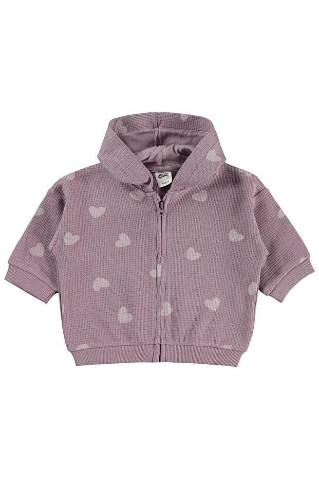Heart Print 6-18 Months Cardigan - Lilac
