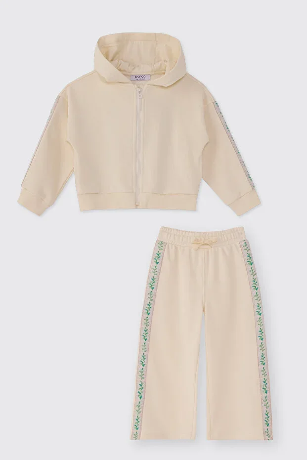 Baby Girl Ecru 2-Piece Tracksuit Set
