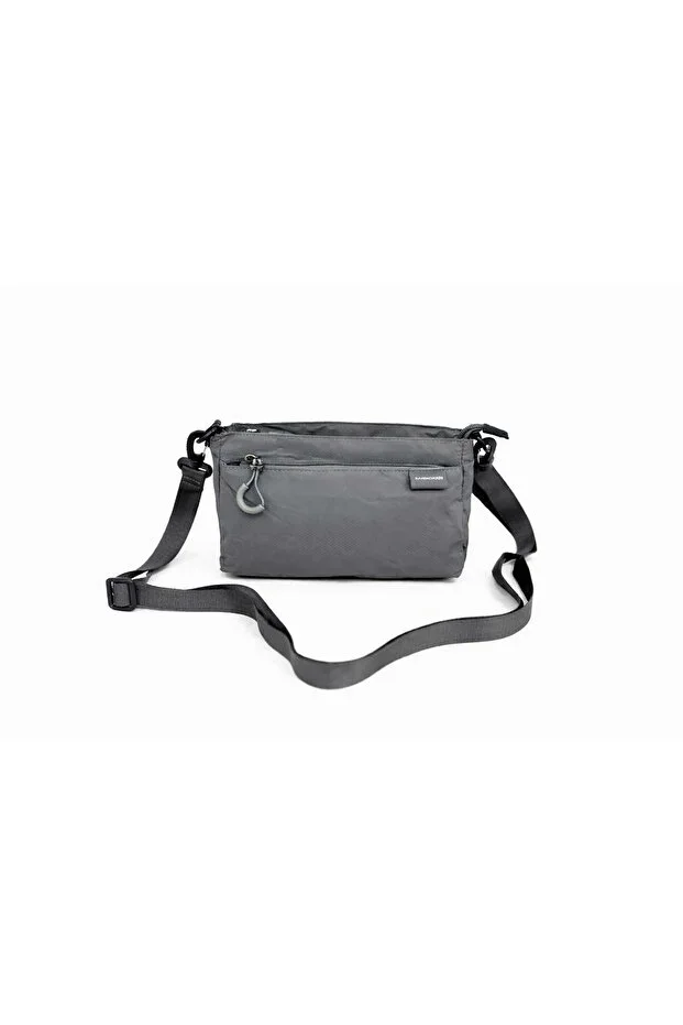 Women's 3 Compartment Parachute Fabric Dark Grey Color Adjustable Crossbody Bag