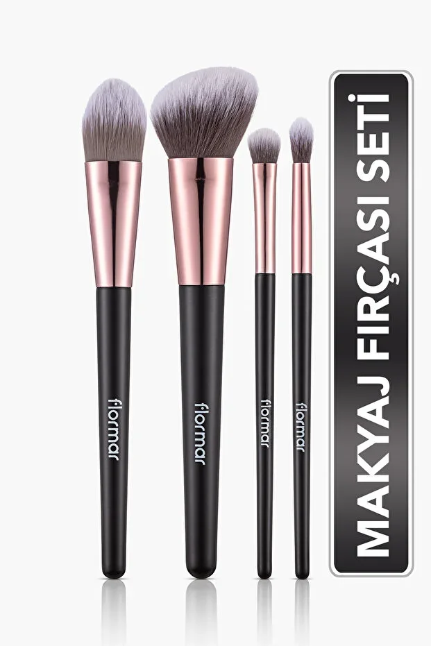 4'lü Makyaj Fırçası Seti (Allık-Fondöten-Far-Crease) - Makeup Brush Set - 8690604597772