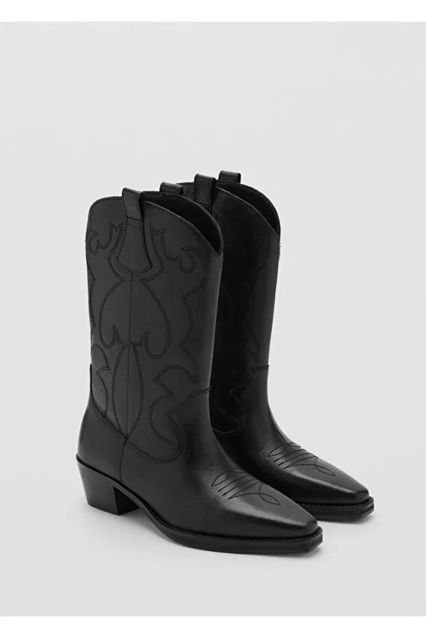 Cowboy style leather boots