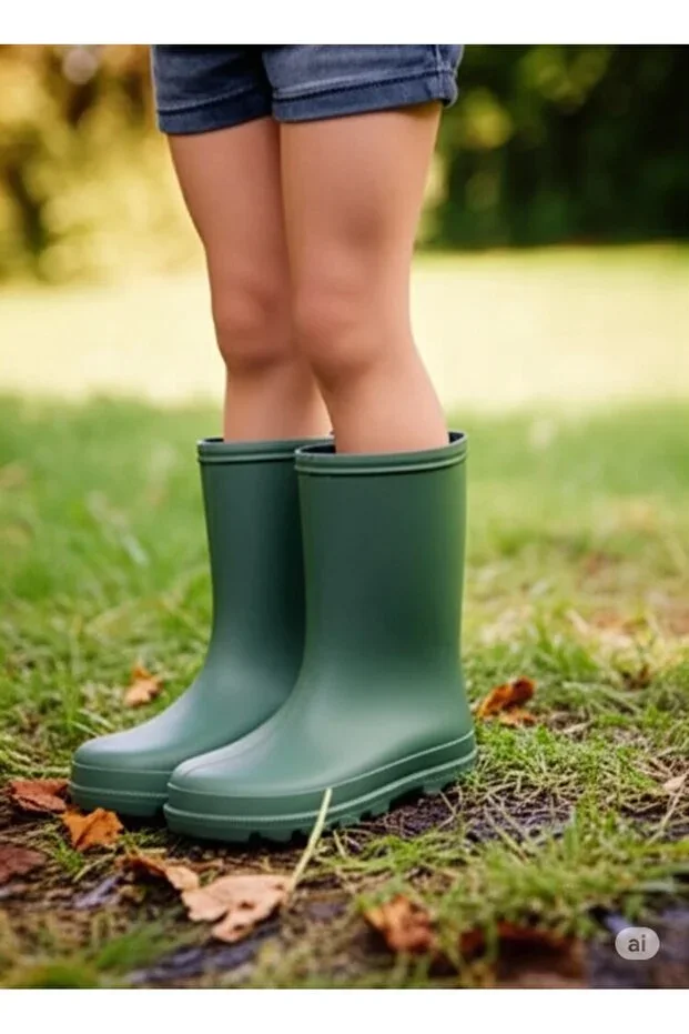 Garden and Rain Colored Children's Boots 26-35 Green