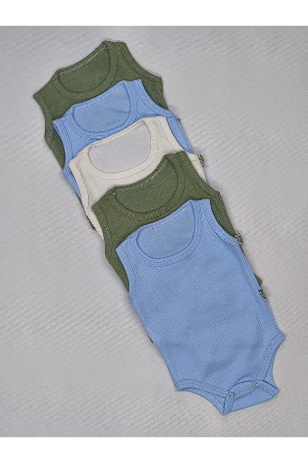 5-Piece Sleeveless Printed Colored Bodysuit / Snap Baby Bodysuit Undershirt / Cotton Baby Undershirt / Baby Snaps