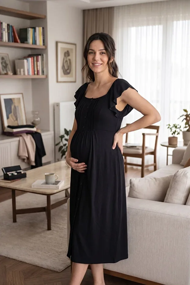 Nova Mom Nursing Feature Maternity Nightgown Soft Viscose Comfortable Fit