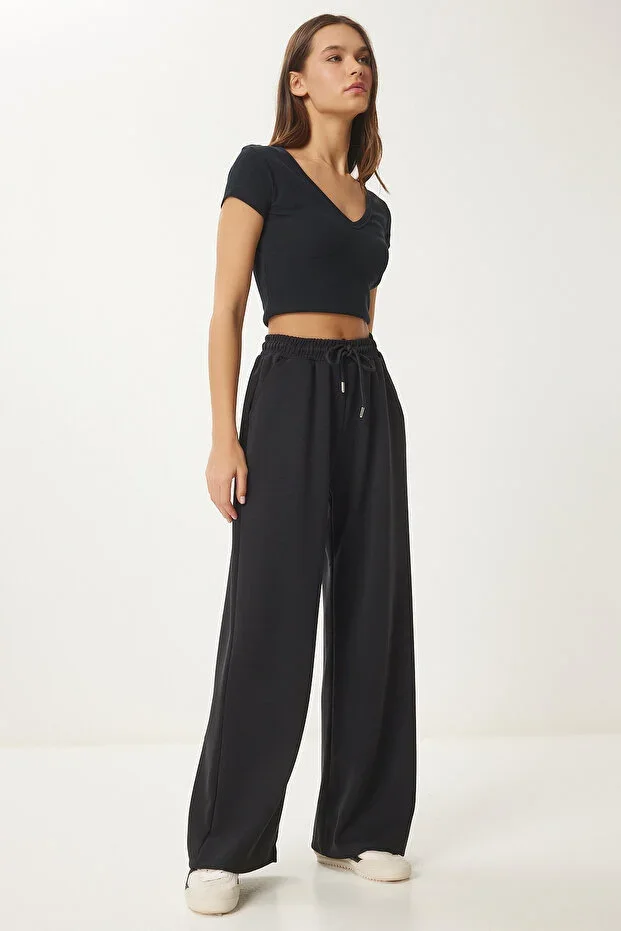 Wide Leg Modal Sweatpants BLACK LUB0070