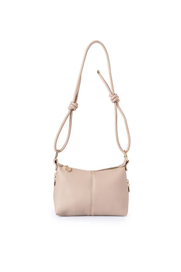 GLONDY Maisa Faux Leather Knot Detailed Adjustable Strap Crossbody Bag - Mink