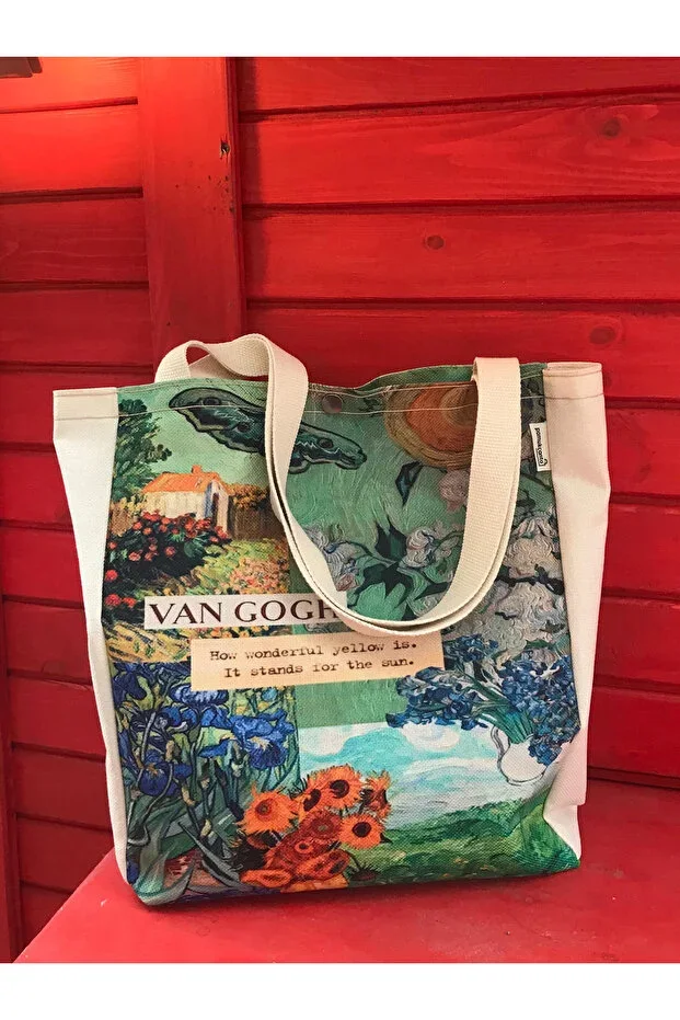 Van Gogh Canvas Bag Metal Snap Washable Cloth Bag