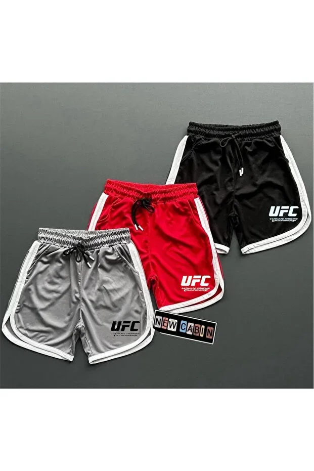 New Season UFC Printed Black-Grey-Red 3-Pack Jersey Shorts