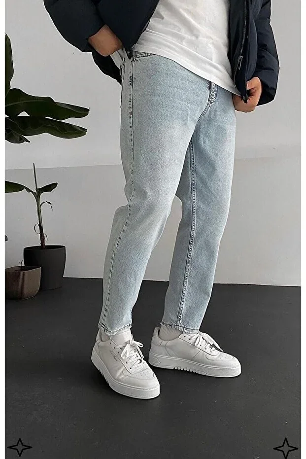 2026 Boyfriend Acid Washed Stone Washed Ice Blue Denim Jeans