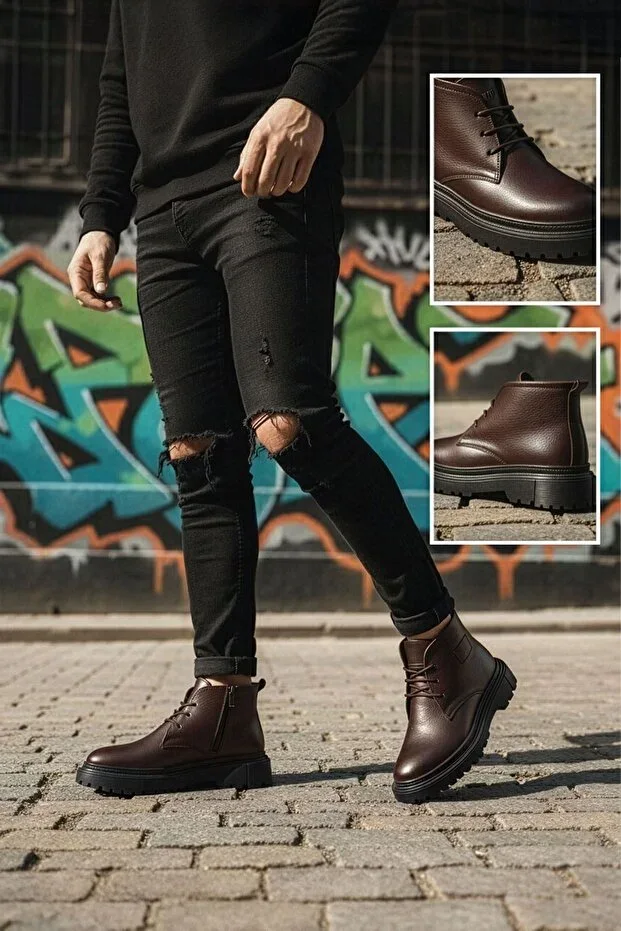Genuine Leather Men's Ankle Boots