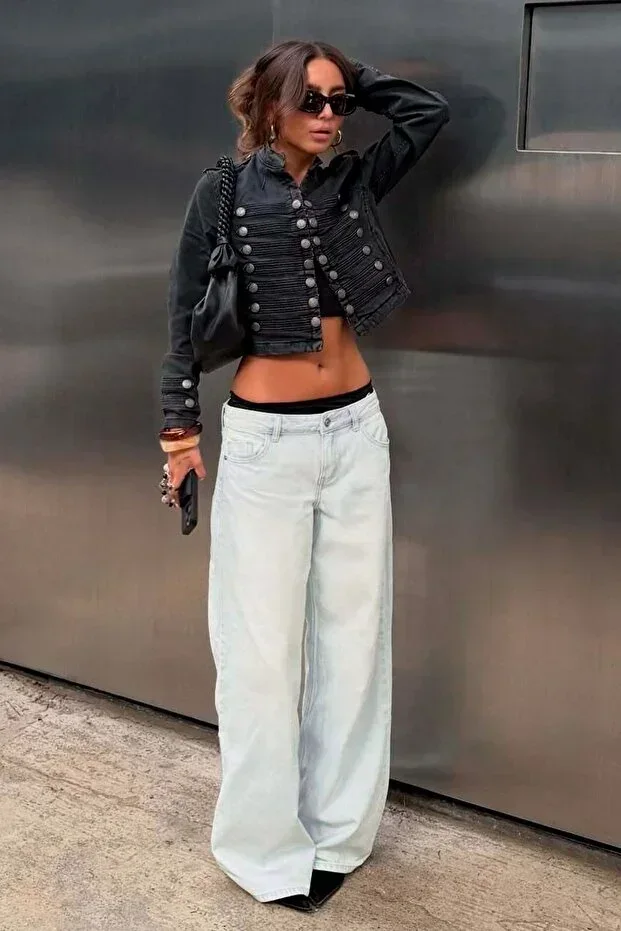 Bershka Wide leg low rise jeans