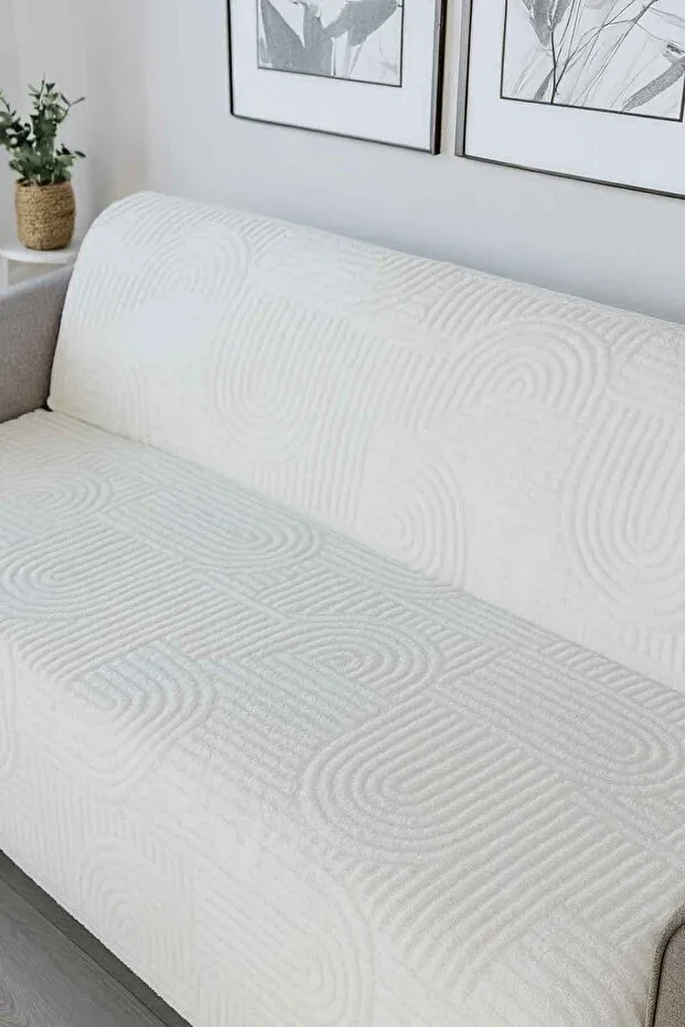 Carie Embossed Soft Fuzzy Seat Cover Multi-purpose Sofa Throw Non-slip Sponge (165x205 cm)