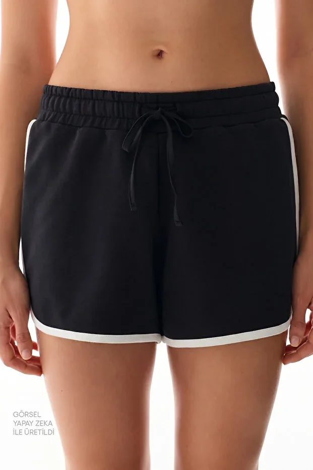 Black Retro Cotton Shorts