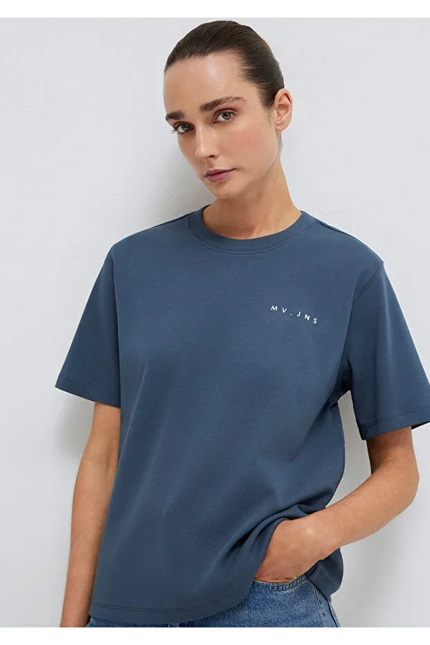 Mavi MV Printed Interlock Navy T-Shirt Regular Fit / Normal Cut 1613148-70500