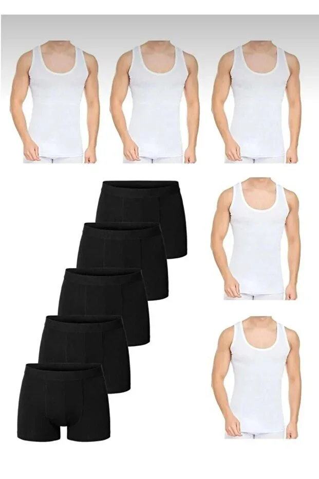 Economic 10 Piece Undershirt and Boxer Set 5 Undershirts 5 Boxers