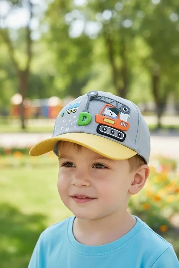 4-8 Years Boys' Summer Hat with Velcro Back and Figure