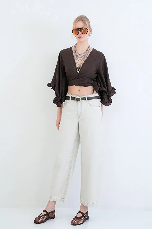 Ice Blue Baggy Fit Jean Trousers ALC-X15438