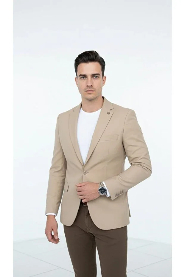 Men's Slim Fit Blazer Jacket – Single-Button Sport & Classic Combination