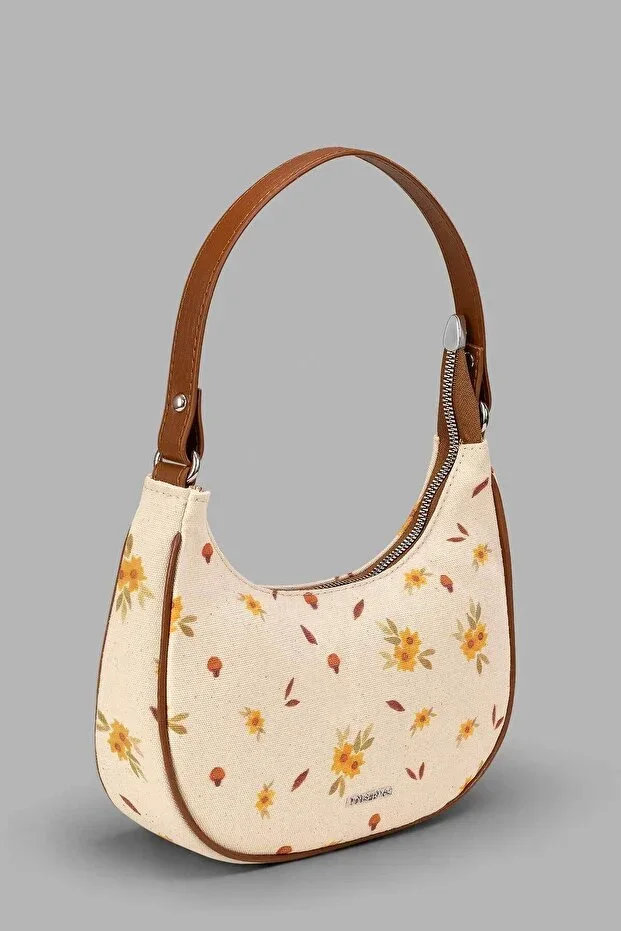 Ivory Meadow Bag - Daisy Patterned Canvas Shoulder Bag