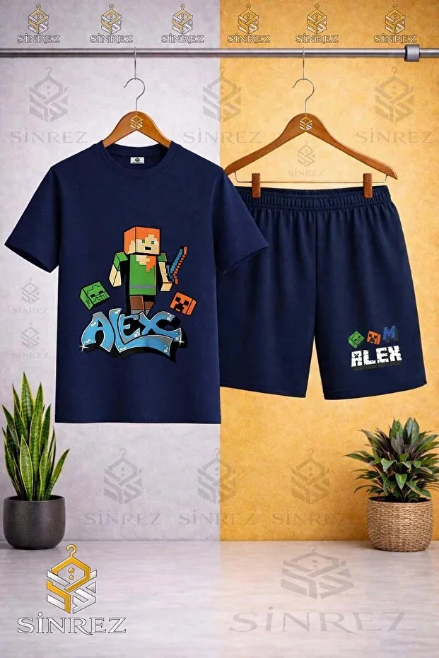Children Unisex NEW ALEX ORIGINAL Special Print Crew Neck T-shirt - Shorts Set