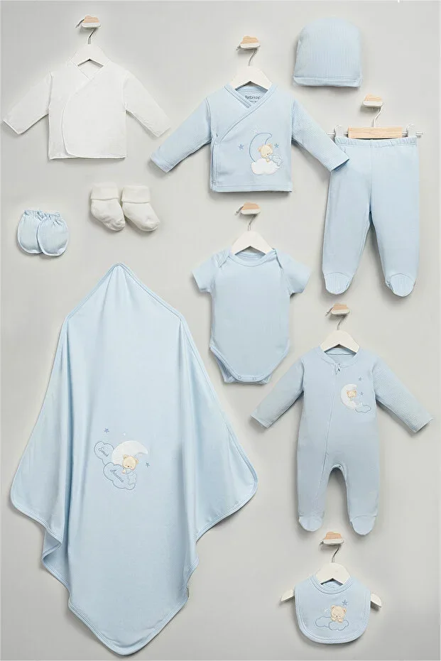 Sweet Dreams Patterned 10 Piece Boxed Newborn Hospital Exit Bodysuit Set