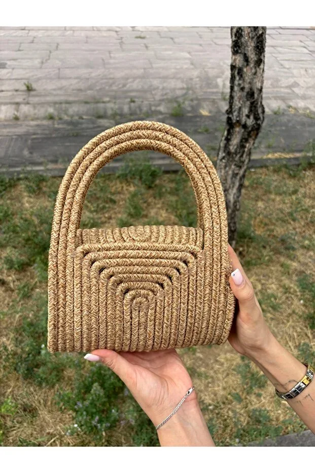Soft Mini Jute Straw Portfolio Clutch Bag Summer Fashion