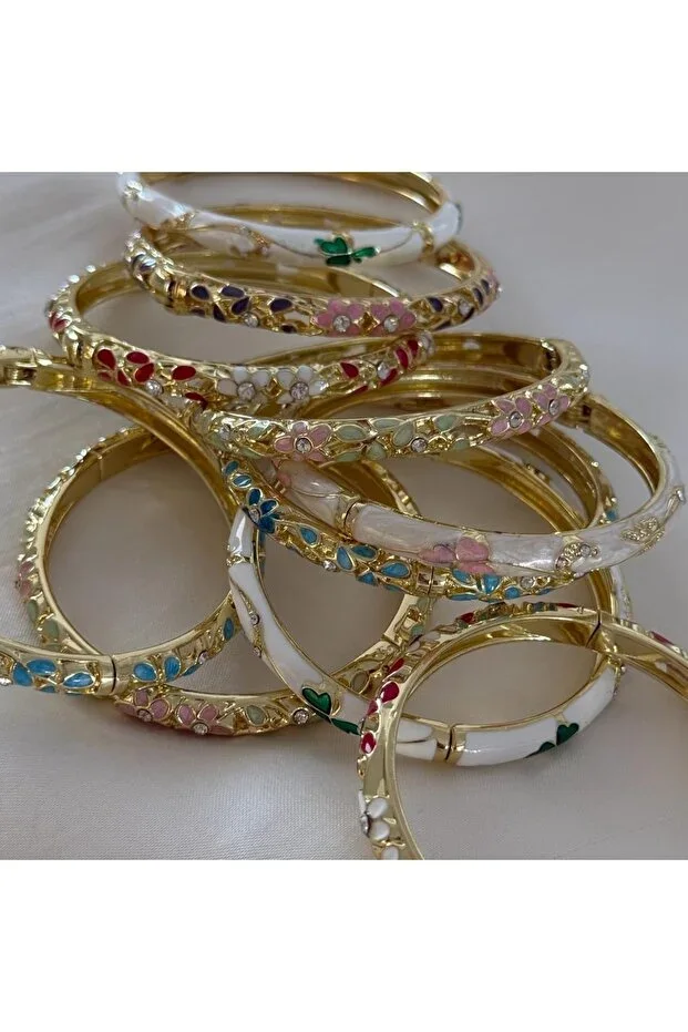 3-Piece Enamel Classic Bracelet Set: "Winter Garden"
