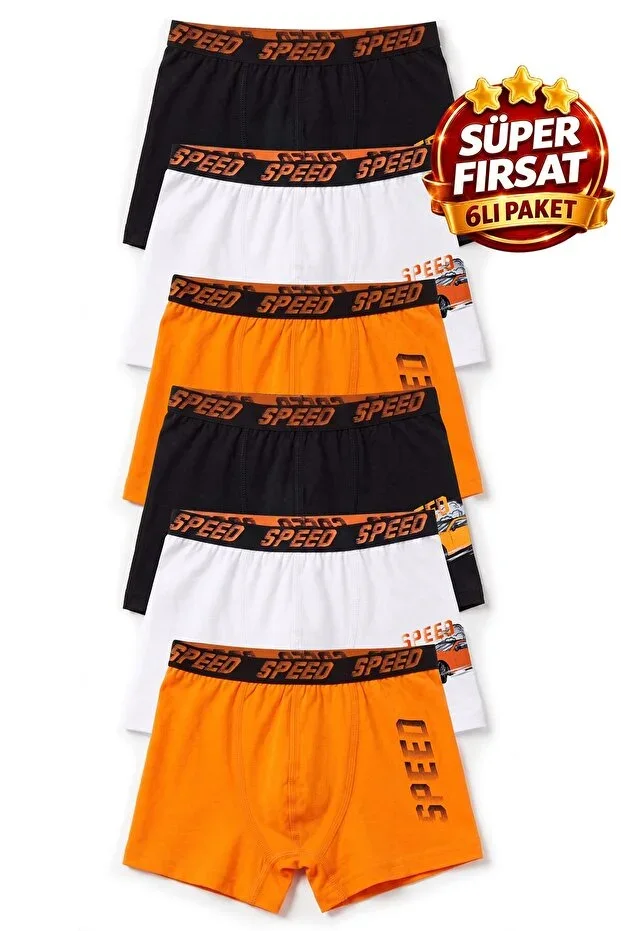 Boys' 6-Pack Cotton Boxer Printed Ergonomic Design (C200-6)