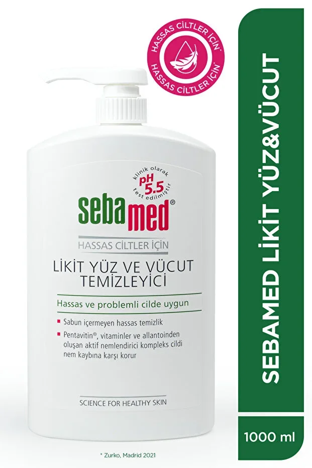 Face and Body Cleansing Gel 1000 ml Pentavitin Moisturizing Liquid pH 5.5 for Sensitive Skin
