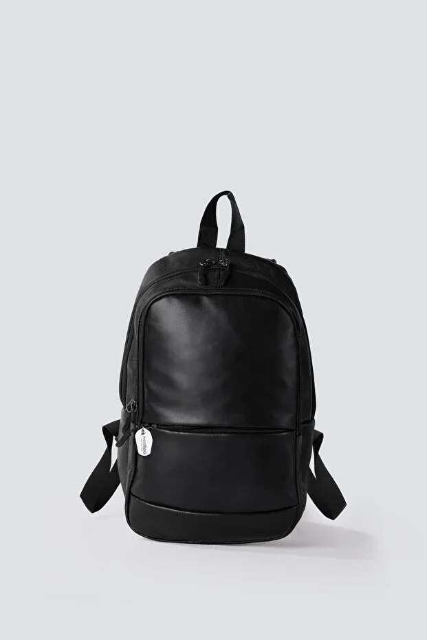 Genuine Leather Daily Backpack Unisex Black Small Size