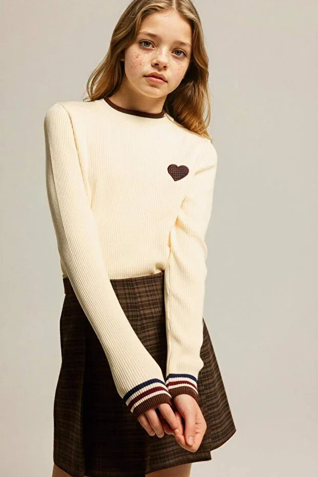Regular Fit High Neck Embroidered Sweater Girls G6907A826SP