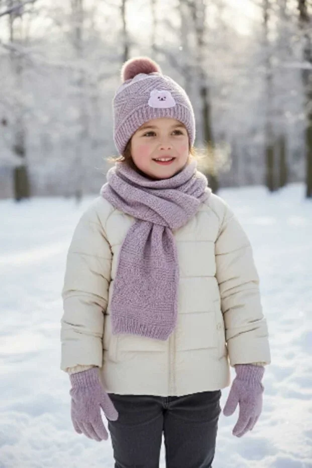 Kitti 1-4 Years Girls Baby & Child Hat Scarf Glove Set with Accessories, Fleece Lined
