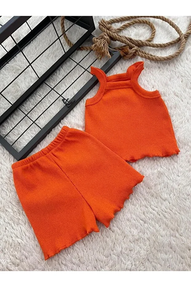 ORANGE BABY RIB CROP BODY SUIT
