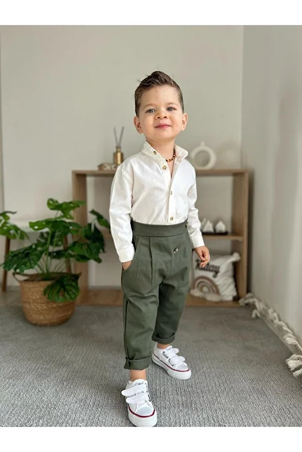 Green Cotton Set 2 PCS BOTTOM TOP
