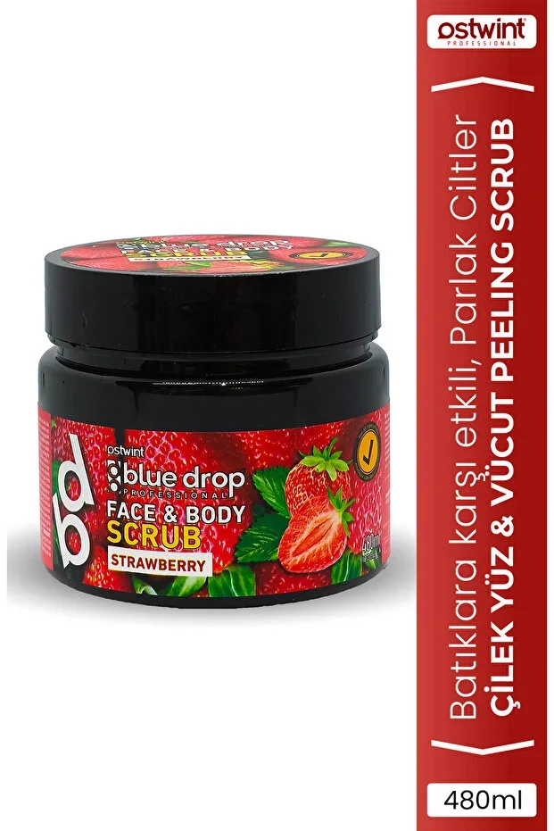 Clay Face - Body Peeling Scrub, Cleanser Smoothening Circulation Booster, Strawberry 480ml
