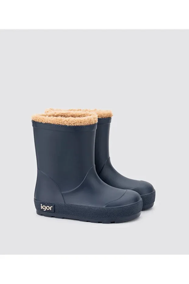 IGOR Yogi Borreguito Fur Lined Unisex Kids Rain Boots Beige
