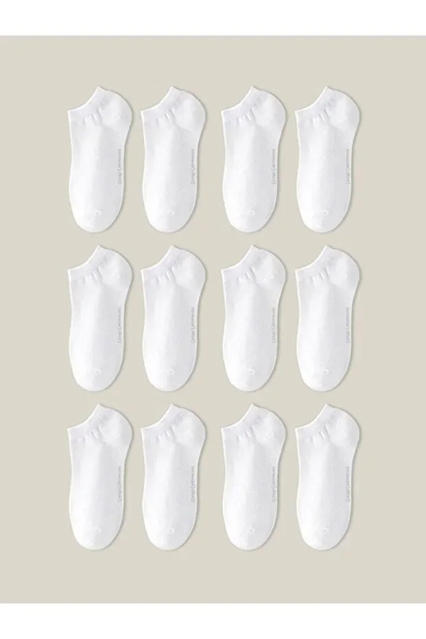 12'li Basic Model Short Socks White