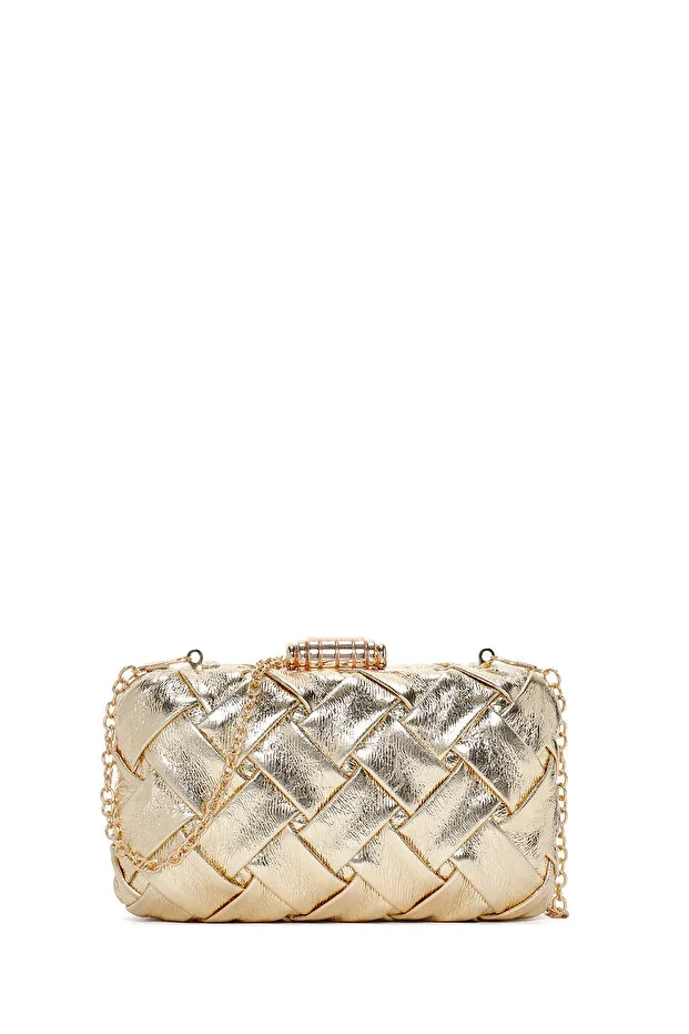 Women's Gold Chain Strap Braided Box Mini Evening Bag 26PBD290529