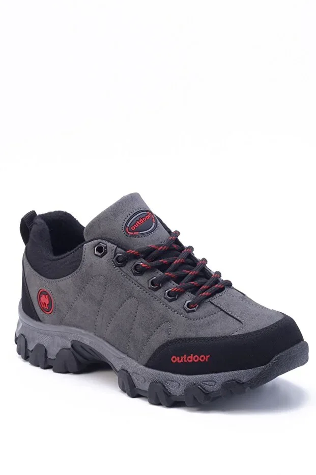 Füme Siyah Winter Durable Lace-up Unisex Outdoor Boot Shoes 4054