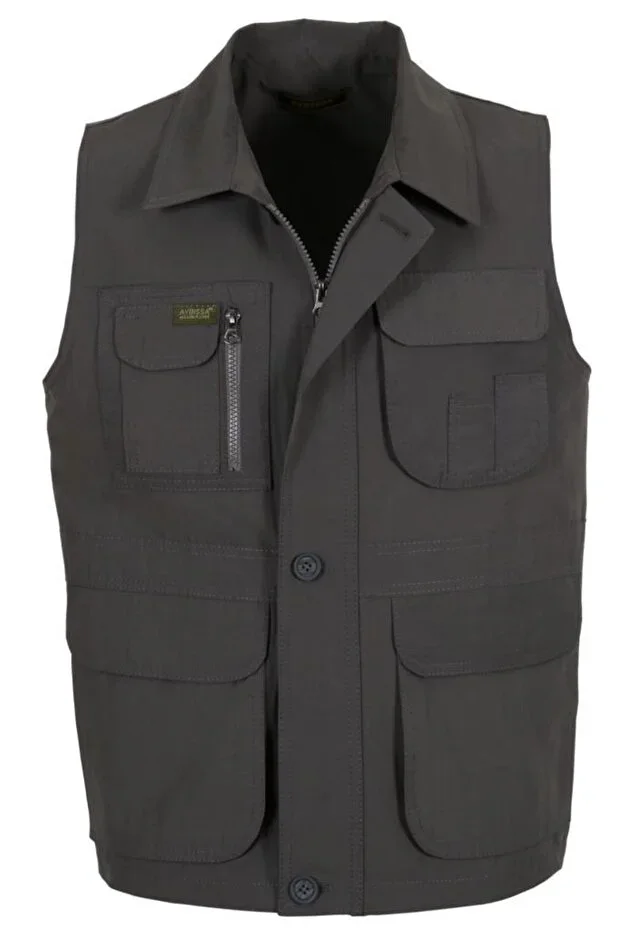 Men's Linen Vest Regular Fit Collared Rar00879 Hunting Vest