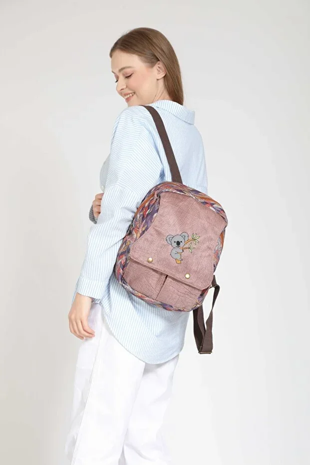 Koala Embroidered Ethnic Authentic Bohemian Pattern Backpack Daily Travel Use
