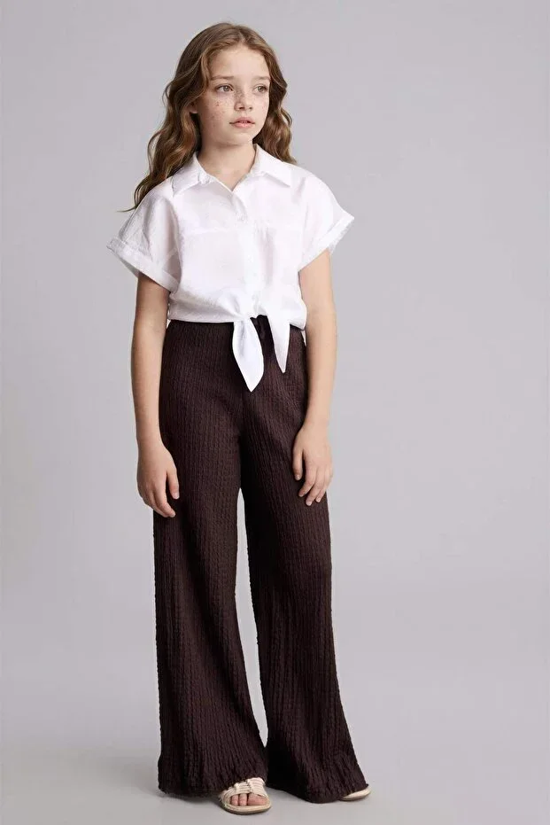 Wıde Leg Krinkıl Fabric Trousers Girls H7341A826SP