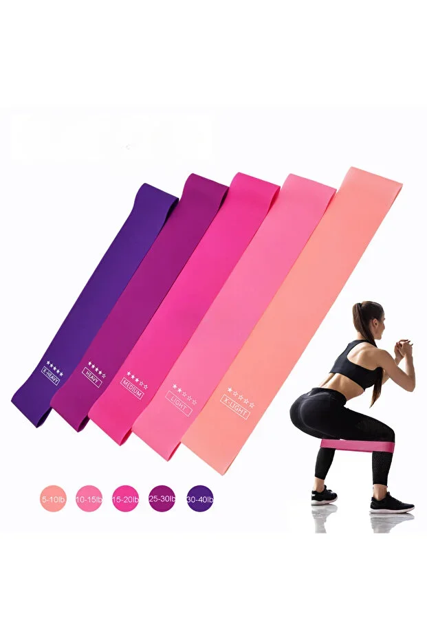 5-Piece Pilates Exercise Band Set, Pilates Exercise Band, 5-Piece Aerobic Band Set
