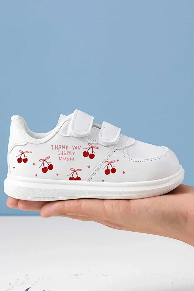 Cool Sweet Cherry Print Girls' Sports Shoe Sneaker with Strap