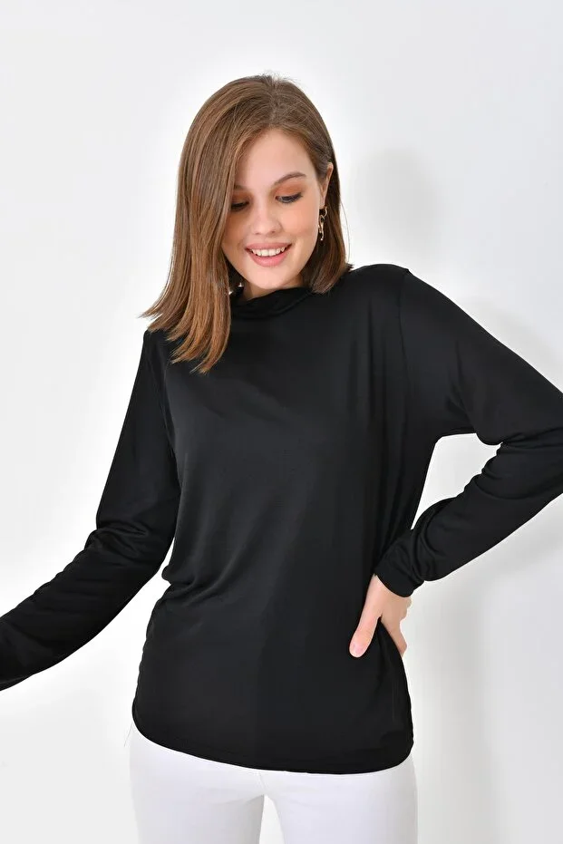 Black Long Sleeve Bodysuit Blouse Tunic Modest Bodysuit Bodice Women Black Blouse Women Blouse