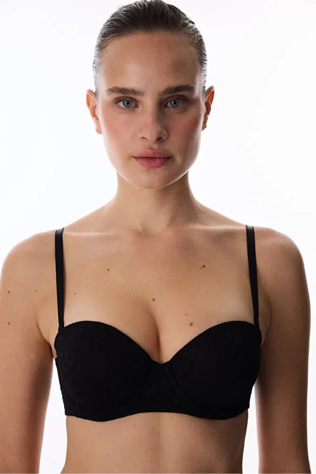 Black Pop Up Support Lace Bra