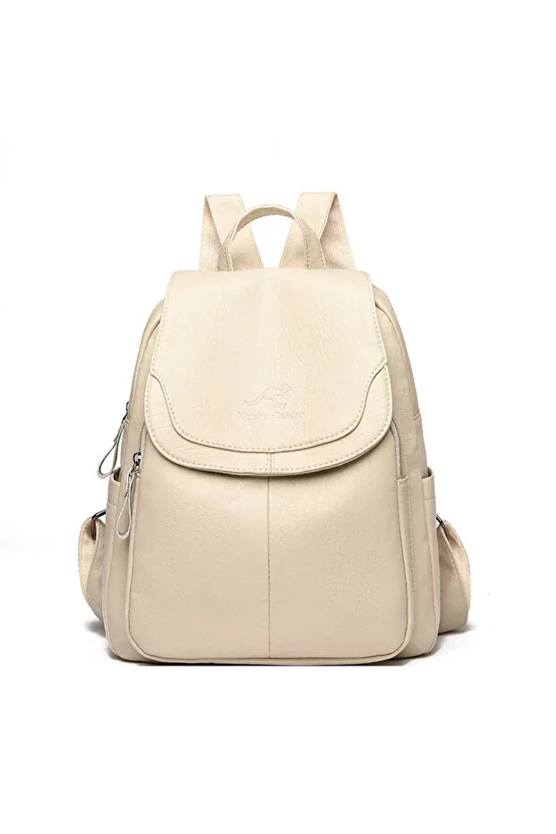Soft Leather Medium Size Women's Backpack - Large Capacity, Multi-Pocket, Tablet Compatible